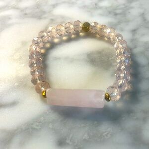 Rose quartz & pale pink Swarovski crystal bracelet